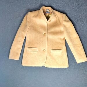 Harve Bernard Tan Cashmere Wool Button Front Coat Union Made Womens 6 Timeless
